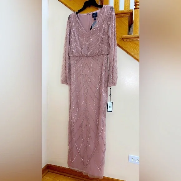 Women's Formal Dress Size Adrianna Papell Beaded Long Sleeve